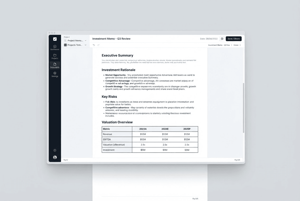 Beispielergebnis: Investment Memo