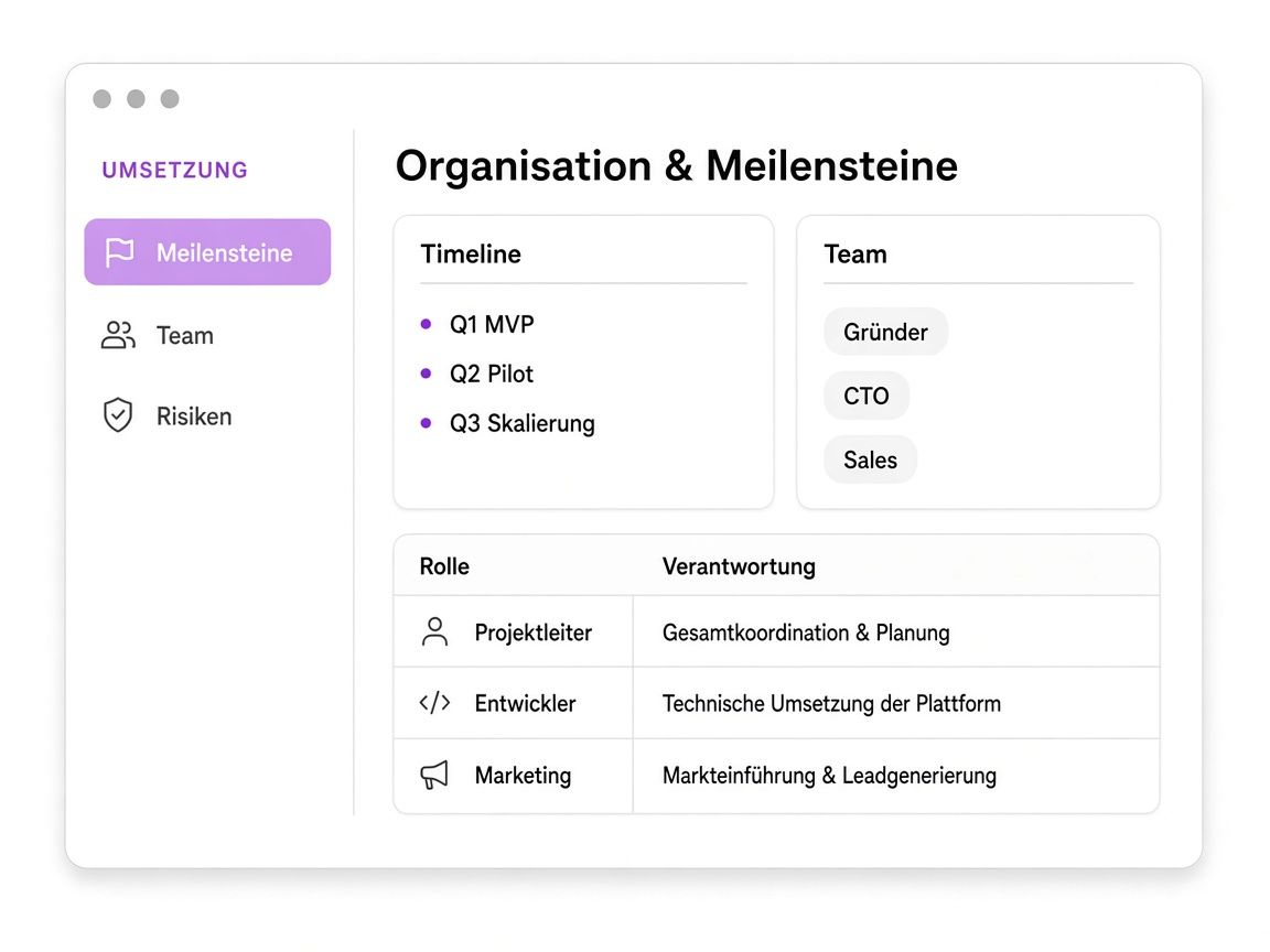 Organisation & Meilensteine